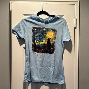 Starry Night Cat Graphic T-Shirt